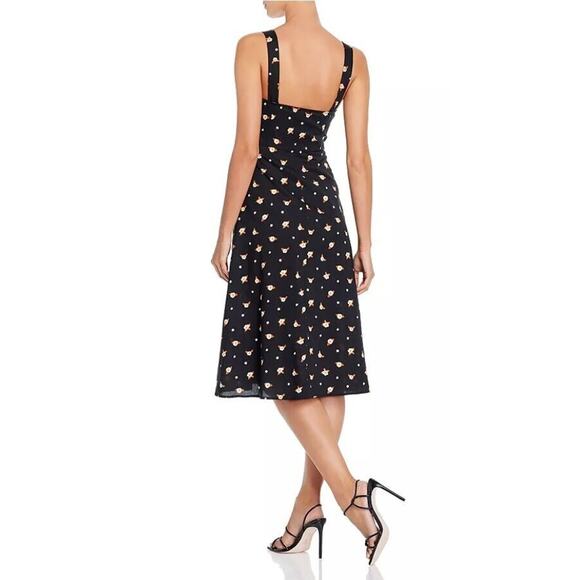 WeWoreWhat Women's Harper Floral Print Midi Dress in Black Multi Large MSRP $245 - Picture 5 of 7